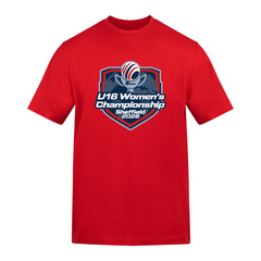 GB Under 16 Women Kids Red T-Shirt Full Logo - printed