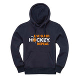 Eat, Sleep, Hockey, Repeat Midweight Peach Finish Hoodie