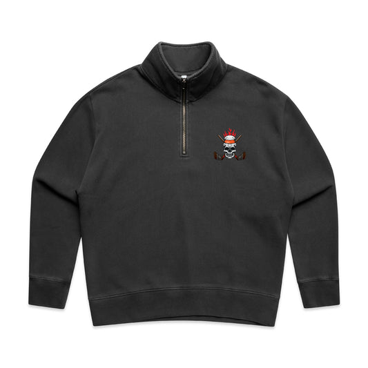 Womens Hockey On The Brain Faded Half Zip